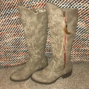 Vintage Fringe & Feather Cowgirl Boots